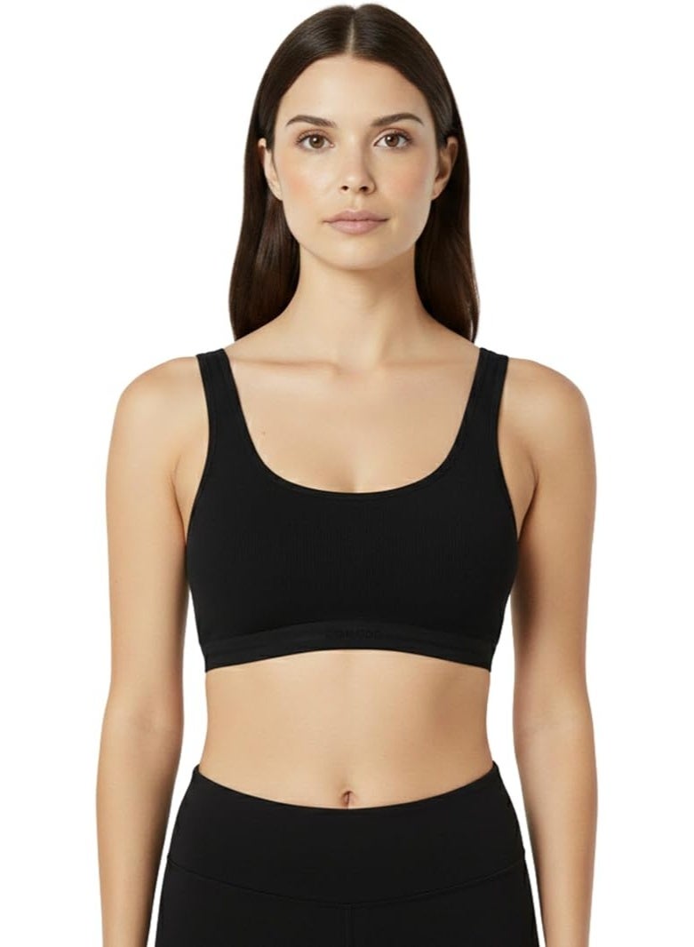 Comodo Women's Cotton Wide Strap Cross Back Sport Non Padded Bra - Image 1