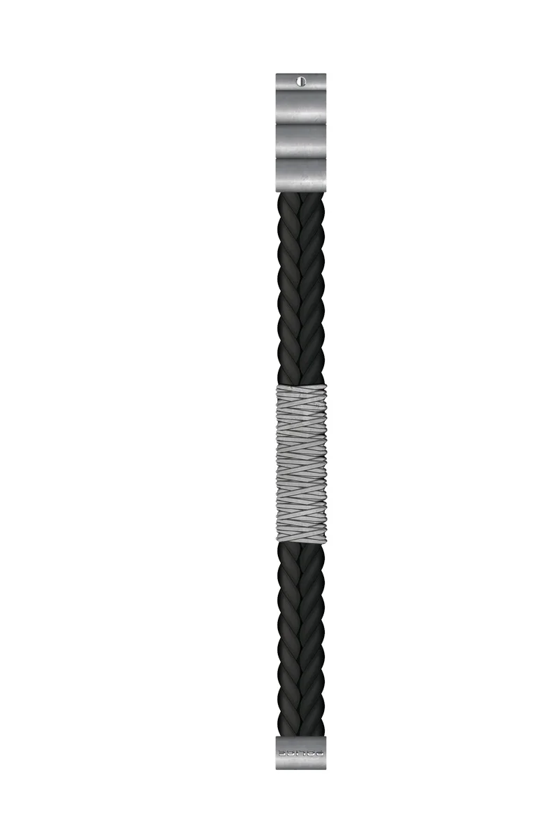 بوليس Barbedwire Antique Silver & Black Leather Bracelet for Men