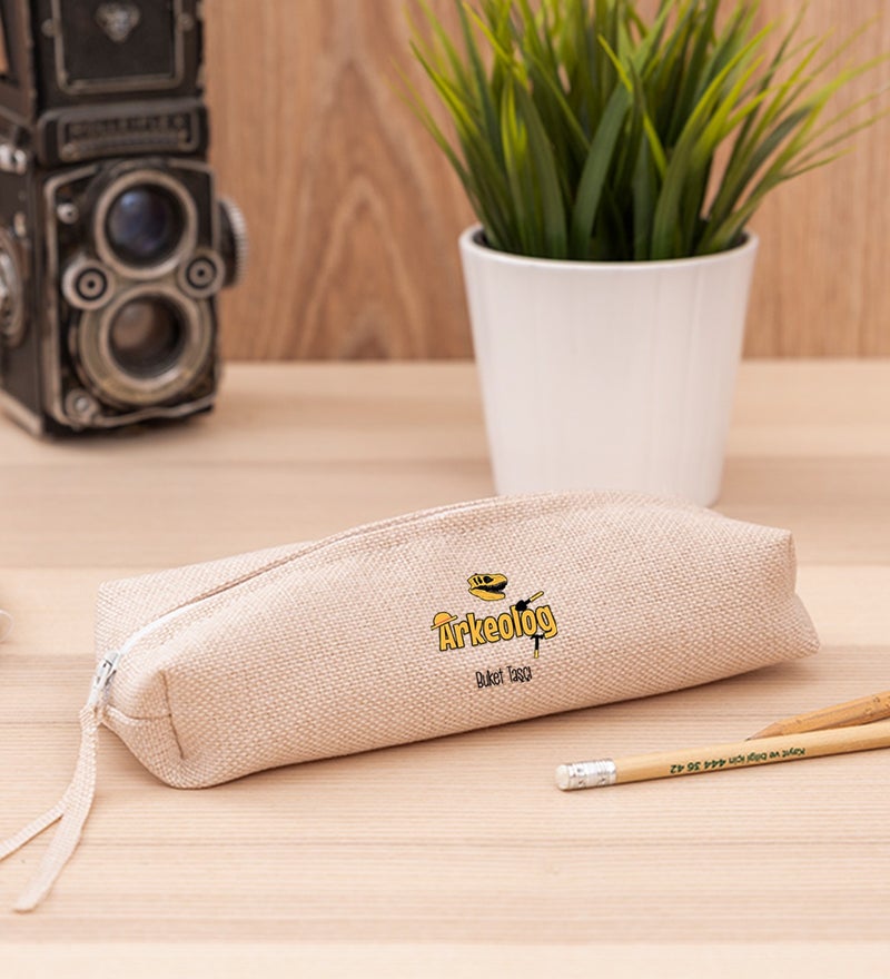 Hediye Dükkanı Gift Shop Personalized Archaeologist Linen Cloth Pencil Holder