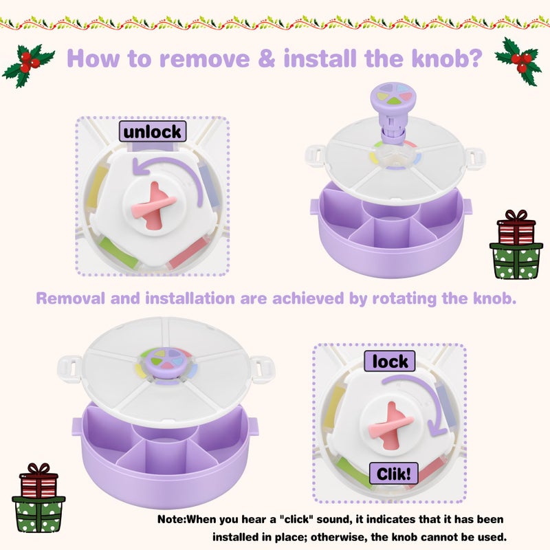 JOOPETALK Kids Reusable Rotating Snack Container with 5 Separate Compartments, Color Matching Opening Lid, BPA/PVC-Free, Dishwasher Safe, Perfect for Travel, School Lunches & On-the-Go Snacking-Purple - Image 5