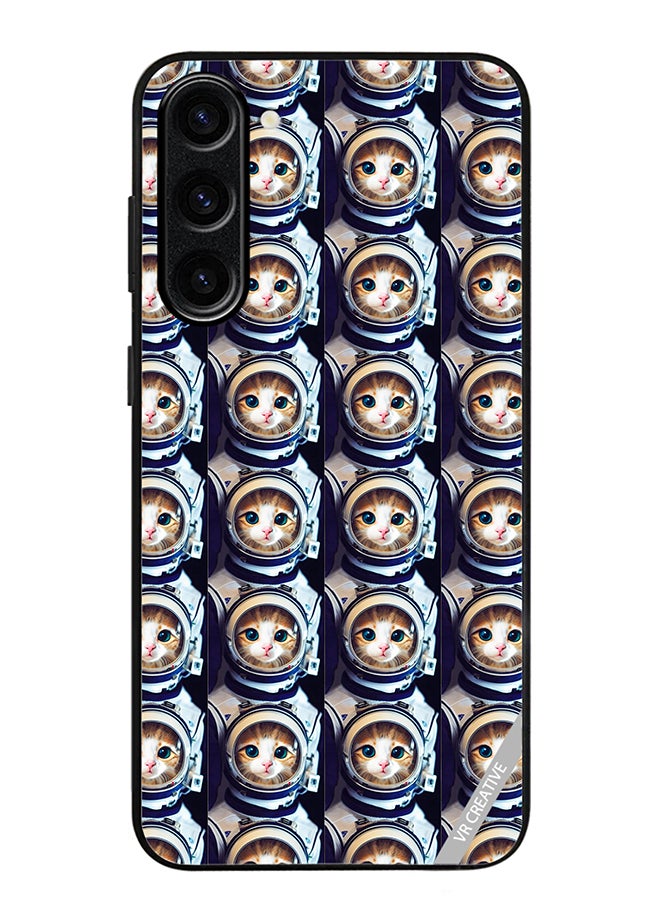 Protective Case Cover For Samsung Galaxy S23 FE Cat Face Inside Astronauts Helmet Pattern Design Multicolour