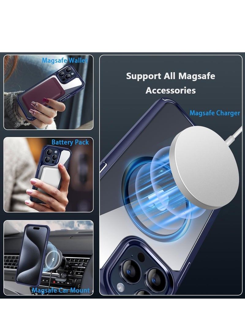YoYoTech Designed for iPhone 15 Pro Max 6.7-inch Magnetic case Compatible with Magsafe Defender Shockproof,Hard Back Case,Ultra-Thin Crystal Back-Anti-Scratch Cover-Blue  - Image 3