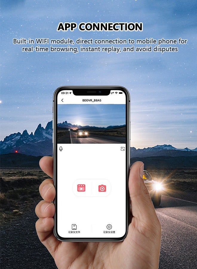 CAFELE 1080P Driving Recorder, Free 32GB SD Card, Built-in WiFi, hidden Single Front Dash Camera for Cars, Car Camera, Dual Dashcams for Cars with Night Vision, Loop Recording - Image 3