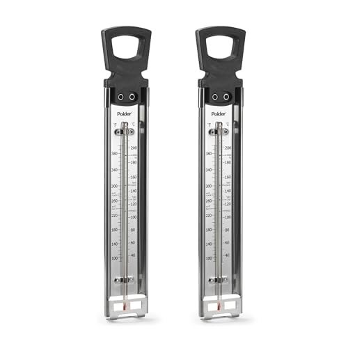 Polder Candy/Jelly/Deep Fry Thermometer, Stainless Steel, with Adjustable Sliding Pot Clip Attachment and Quick Reference Temperature Guide - Image 1