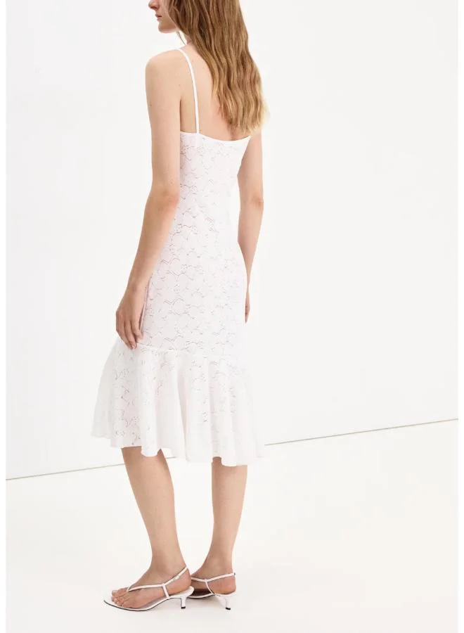 مانجو Asymmetrical Ruffled Lace Dress