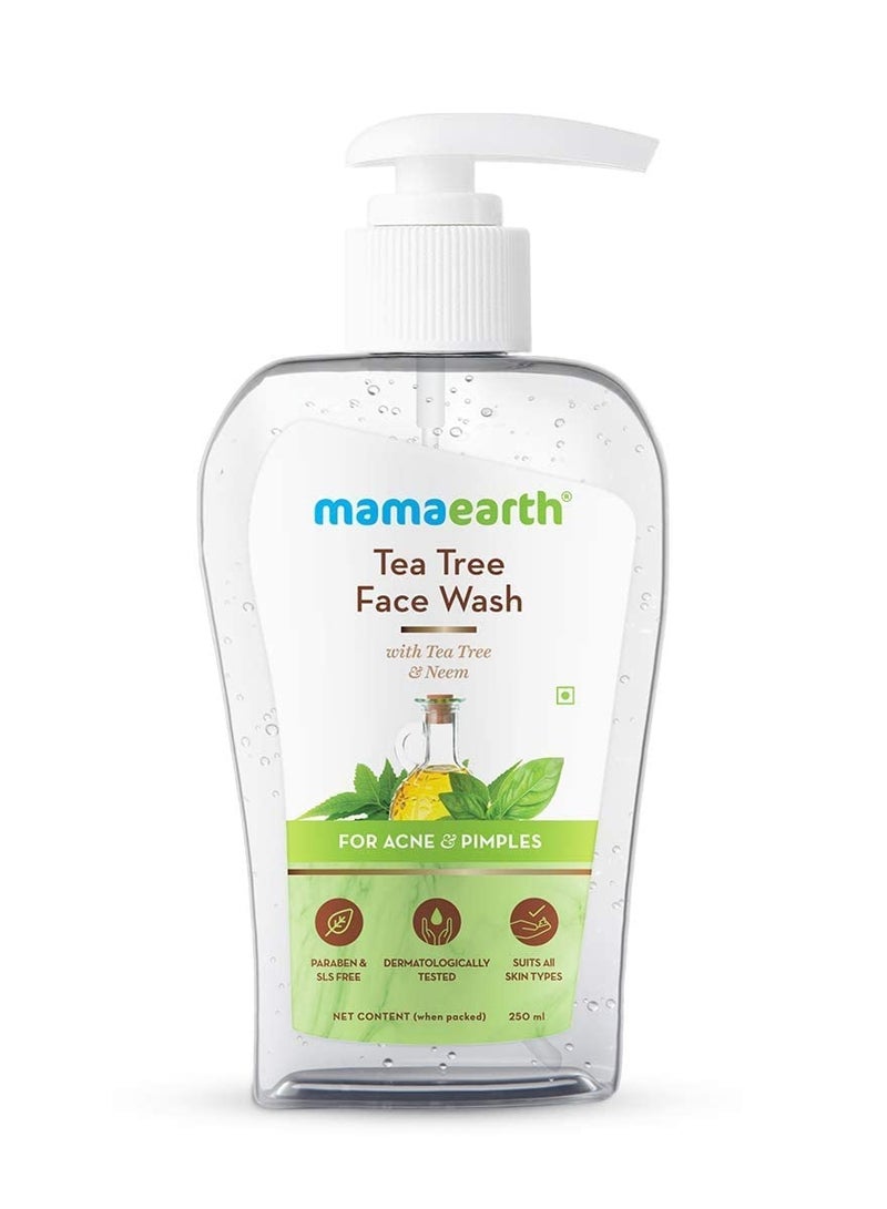 Mama Earth Tea Tree Oil Control Face Wash | Controls Acne & Pimples | Removes Excess Oil | For Oily and Sensitive Skin | For Men & Women | 250 ml - Image 1