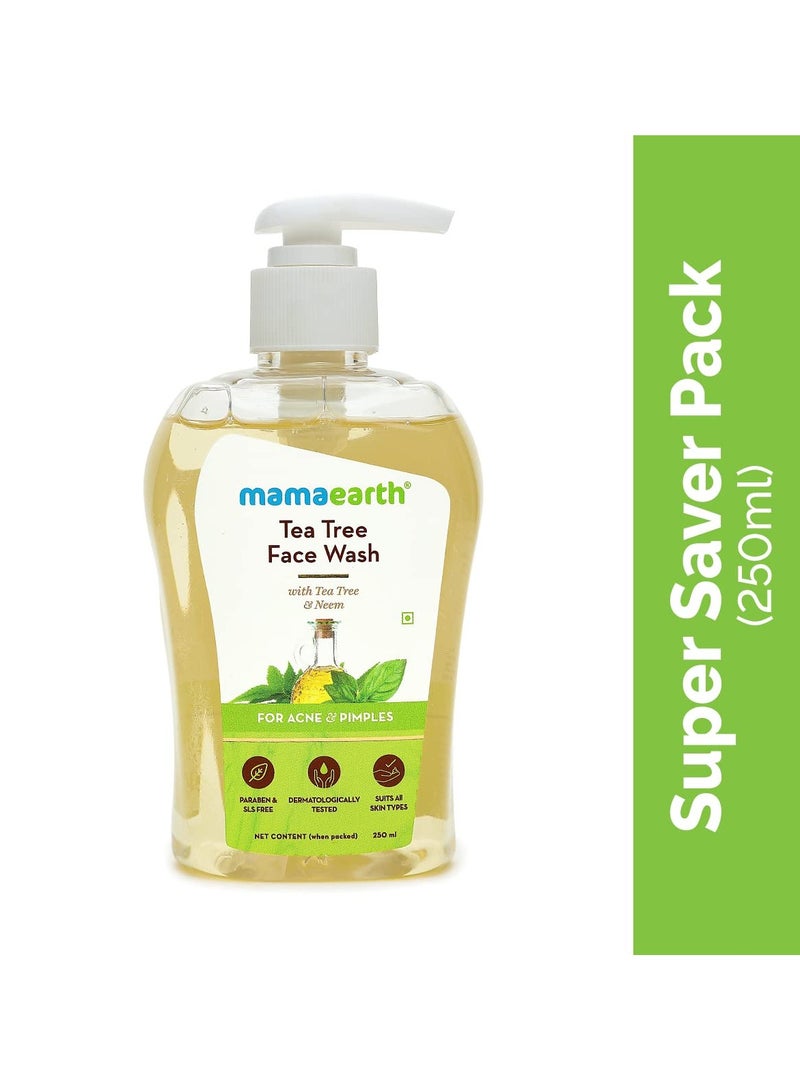 Mama Earth Tea Tree Oil Control Face Wash | Controls Acne & Pimples | Removes Excess Oil | For Oily and Sensitive Skin | For Men & Women | 250 ml - Image 2