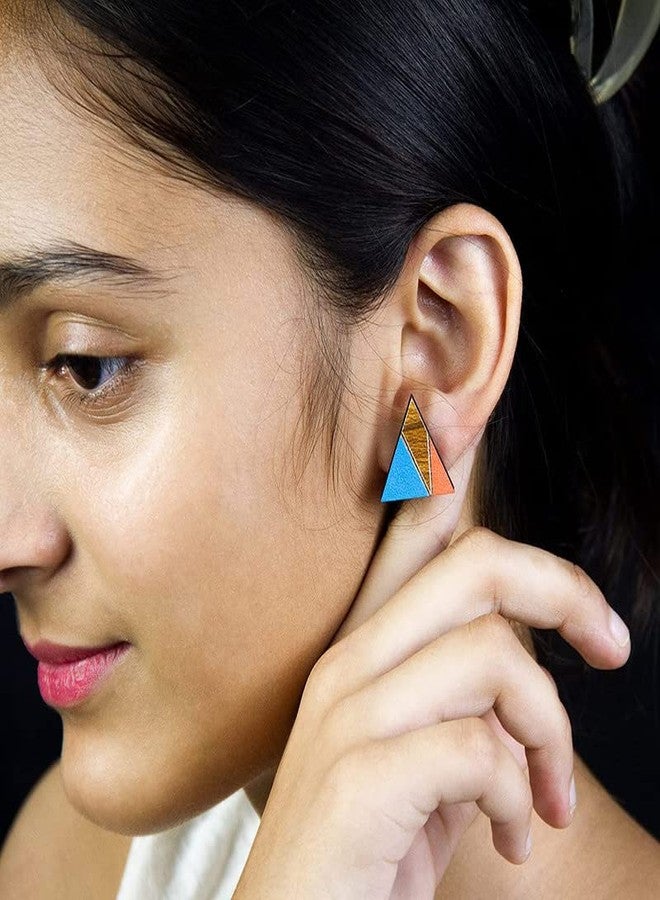 ORENAME Wooden Stud Earrings 3 Pair Set Handmade Wooden Earrings with Ear Backs for Women and Girls Different Shapes and Colors(Pack of 3 -Style-4,5,6) - Image 5