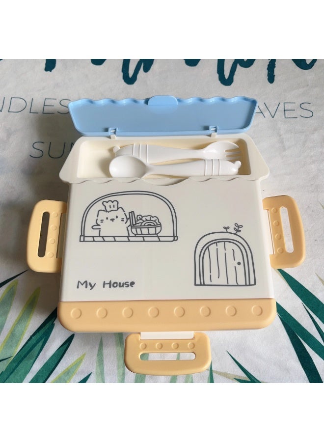 KINGMAZI Lunch Box for Adults and Kids 4 Compartment Lunch Box with Fork - Durable Perfect Size - Leak-Proof - Reusable - BPA Free-Suitable for microwave ovens - Image 3