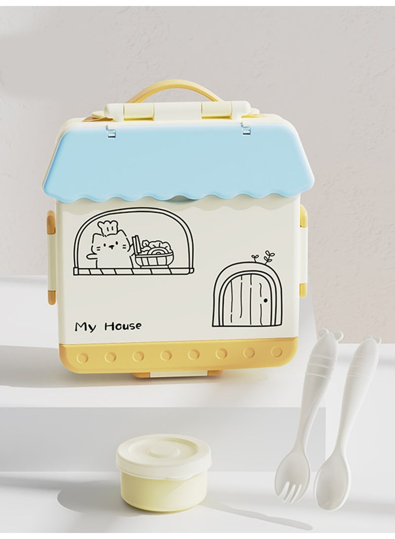 KINGMAZI Lunch Box for Adults and Kids 4 Compartment Lunch Box with Fork - Durable Perfect Size - Leak-Proof - Reusable - BPA Free-Suitable for microwave ovens - Image 1