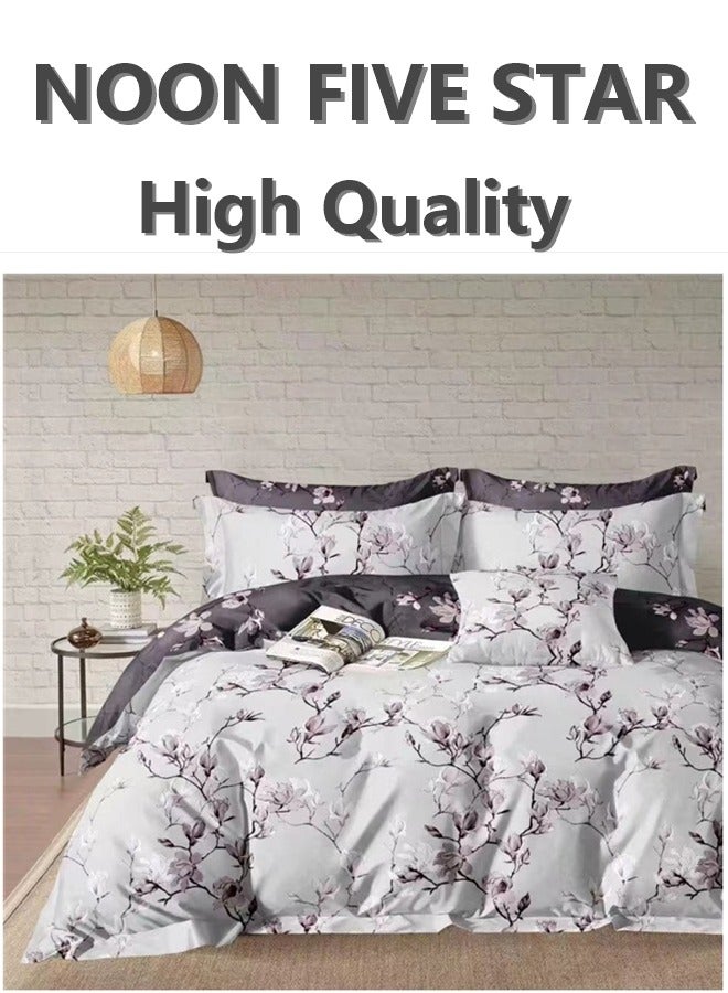 All-in-One King Bed Set 220x240cm: 6PCS Duvet Cover 4Pillow Cover 1 Deep Pocket Fitted Sheet