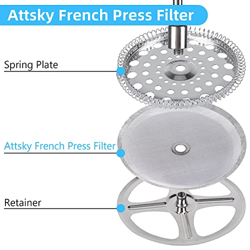 Attsky 6 Pieces Attsky French Press Filter, 4 Inch Stainless Steel Mesh Screen and Replacement Parts for French Press Coffee Maker - Image 4