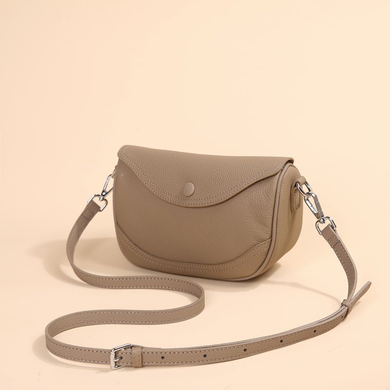 Genuine Leather Niche Women'S Large-Capacity Fashion Single-Shoulder Crossbody Bag, Women'S Textured Saddle Dumpling Bag - Image 3