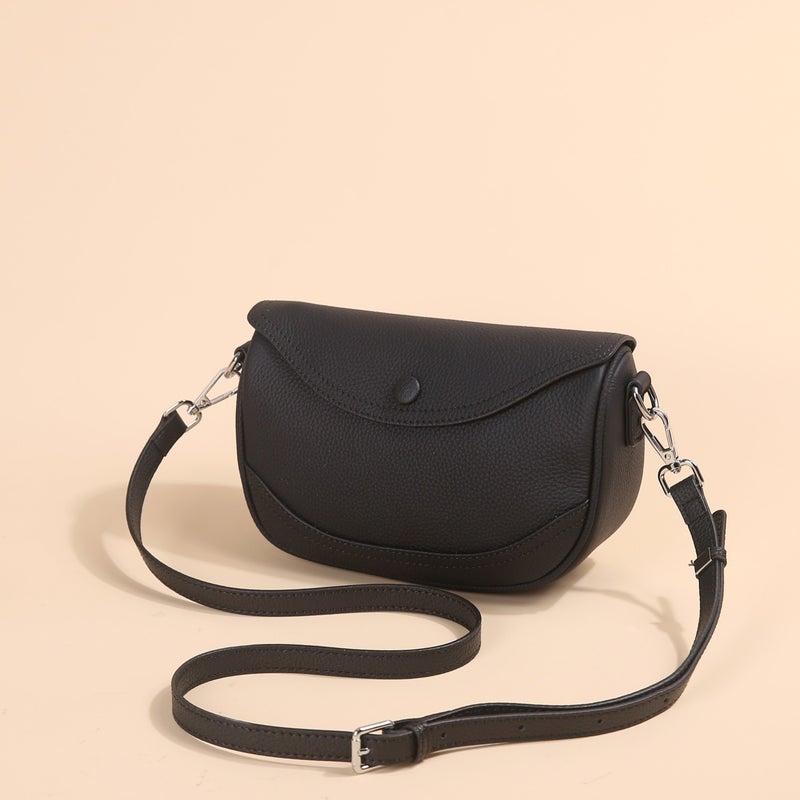 Genuine Leather Niche Women'S Large-Capacity Fashion Single-Shoulder Crossbody Bag, Women'S Textured Saddle Dumpling Bag - Image 5