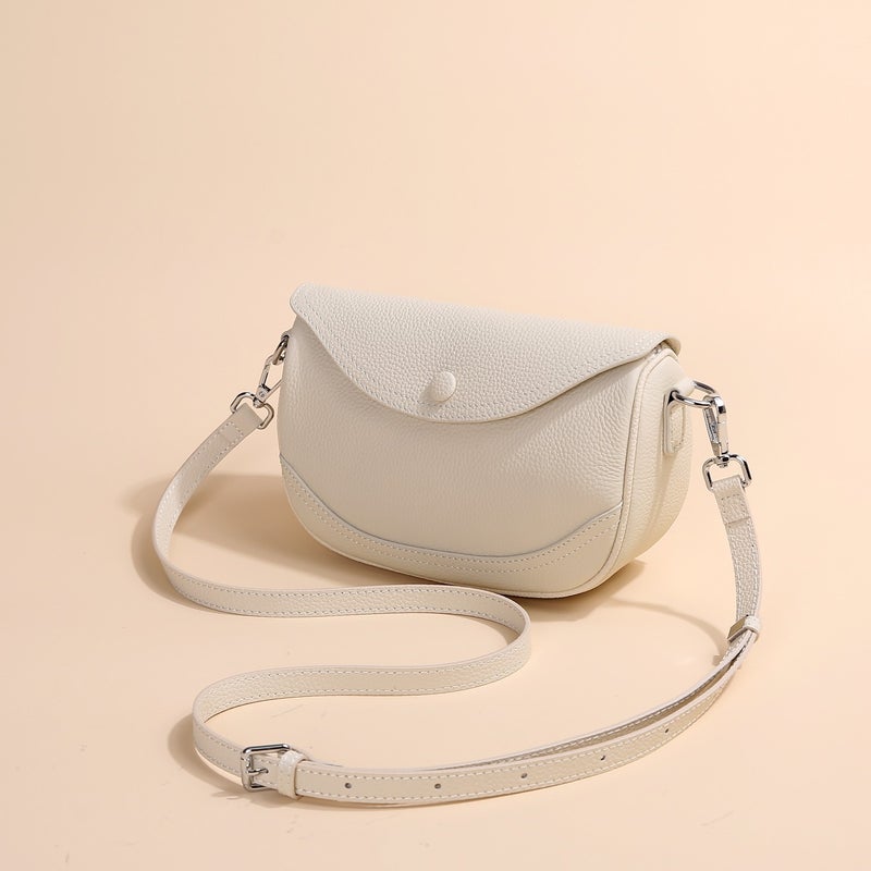 Genuine Leather Niche Women'S Large-Capacity Fashion Single-Shoulder Crossbody Bag, Women'S Textured Saddle Dumpling Bag - Image 4