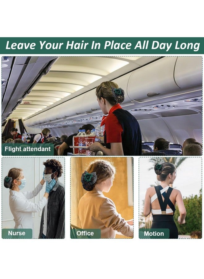 MAYCREATE® Barrette Hair Bun Nets Flower Bun Naker for Hair, Hair Bun Accessories for Women, Green Floral Hair Snood Net, Spring Clip Hair Net for Women Dancer Nurse Work or Daily - Image 5