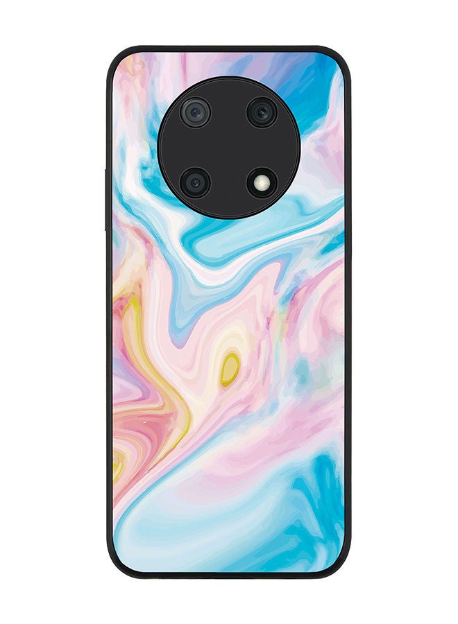 Stylizedd Rugged Black edge case for Huawei nova Y90 Slim fit Soft Case Flexible Rubber Edges Anti Drop TPU Gel Thin Cover - Marble Print Aqua - Image 1