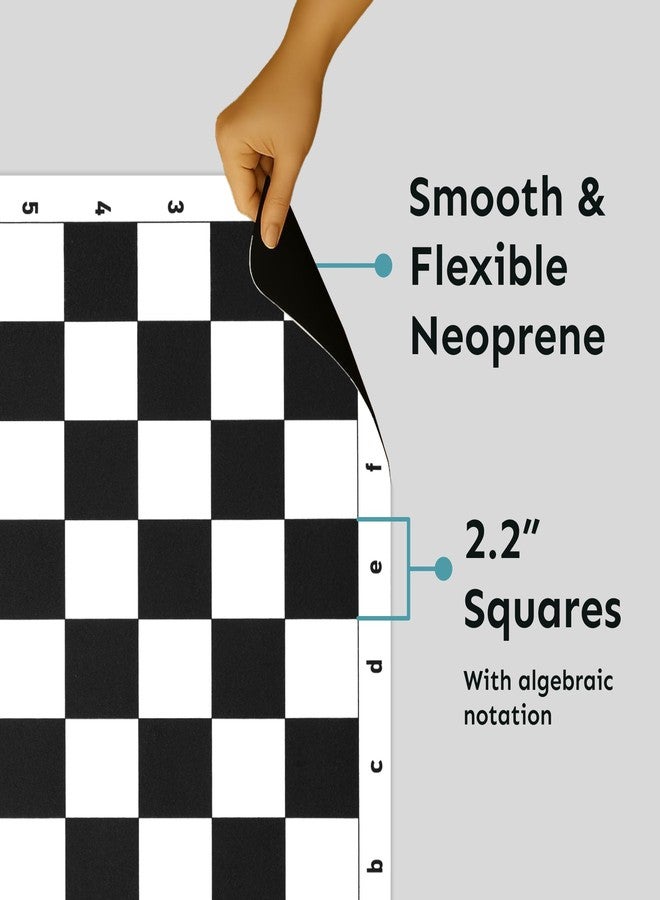 Feltectors Tournament Chess Mat 20 Inch, Folding Roll Up Checkers Mat Only No Pieces, Travel Game for Kids and Adult - Black - Image 4
