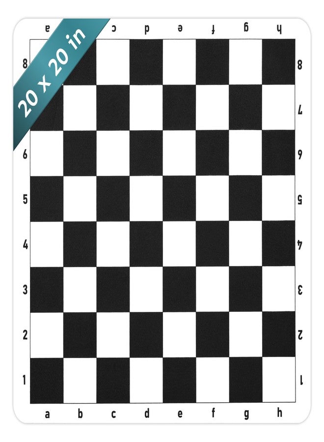 Feltectors Tournament Chess Mat 20 Inch, Folding Roll Up Checkers Mat Only No Pieces, Travel Game for Kids and Adult - Black - Image 1