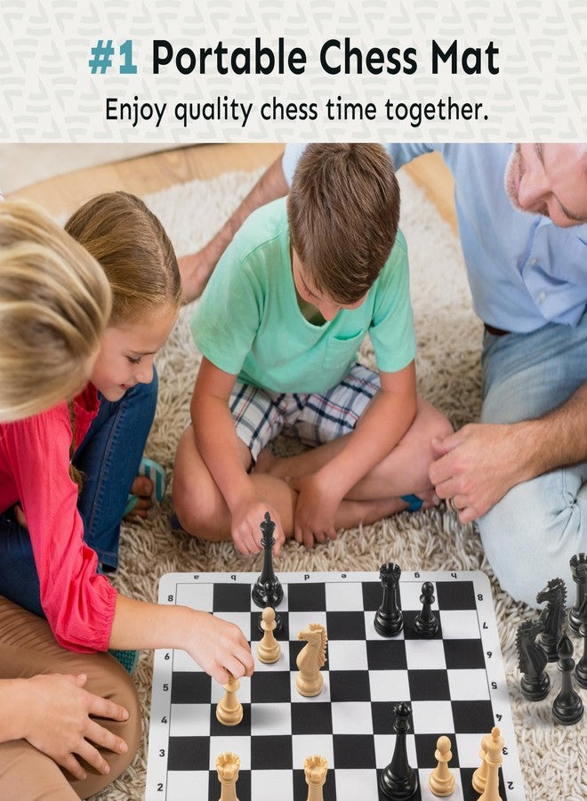 Feltectors Tournament Chess Mat 20 Inch, Folding Roll Up Checkers Mat Only No Pieces, Travel Game for Kids and Adult - Black - Image 3