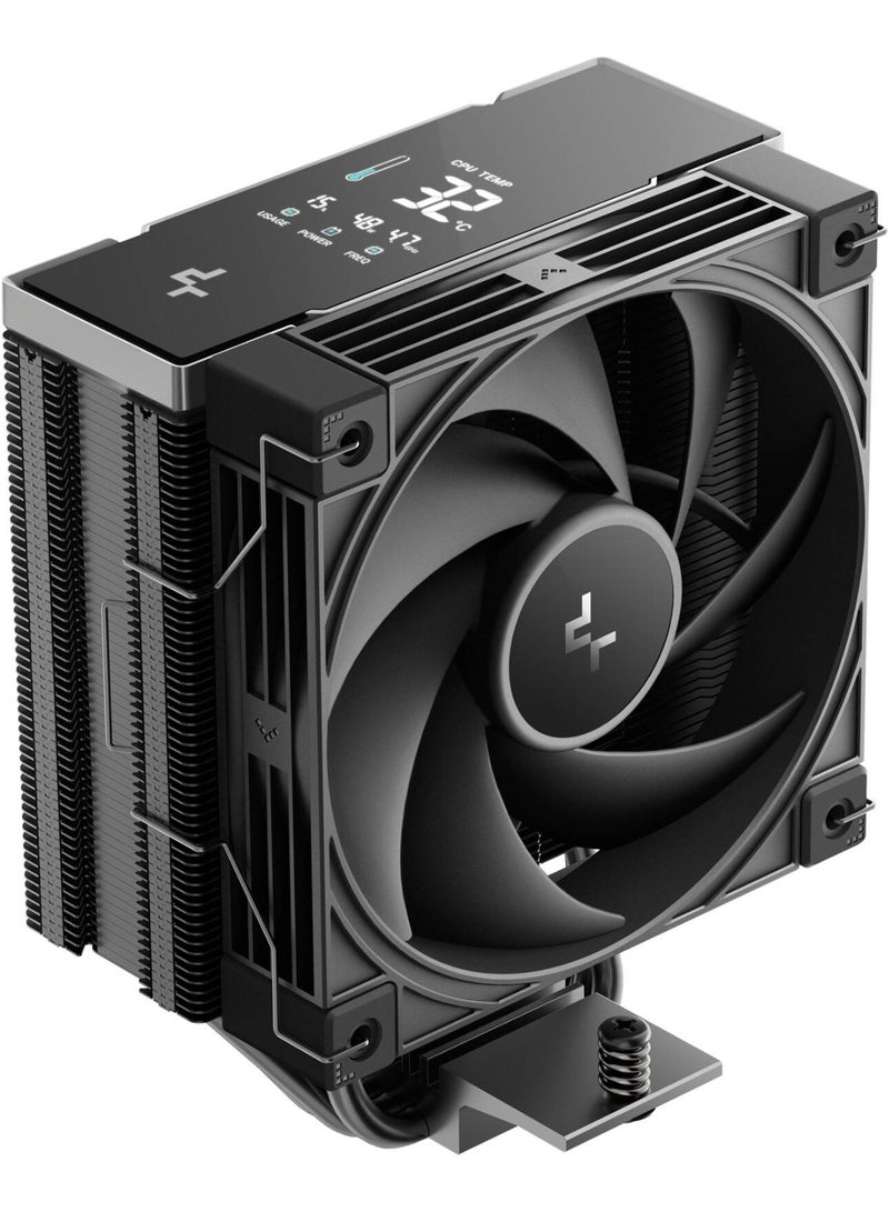 ديب كول مبرد المعالج AK400 G2 DIGITAL NYX - مبرد هوائي للمعالج مزود بتقنية الذكاء الاصطناعي لضبط درجة الحرارة ديناميكيًا، وشاشة عرض رقمية رباعية الأجزاء، ومروحة PWM مقاس 120 مم، و4 أنابيب حرارية نحاسية، ومنفذ PWM رباعي الأطراف، ومحمل هيدروليكي، ويدعم منصات Intel وAMD المتعددة، باللون الأسود | R-AK400G2-BKNNMN-GJD-1 - Image 1