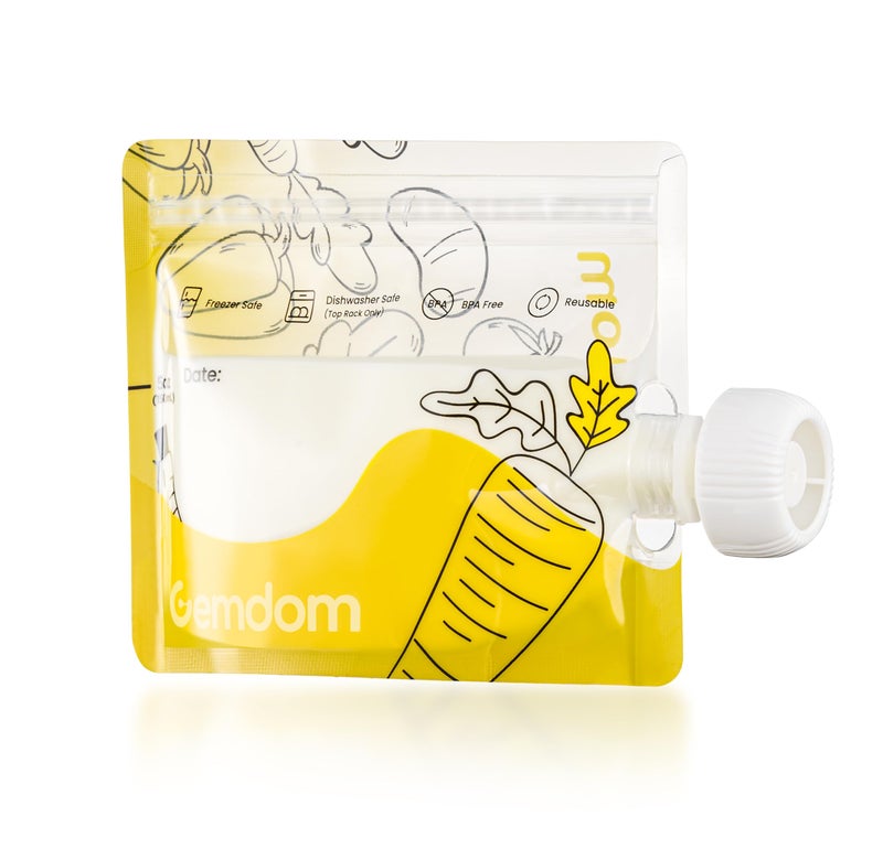 Gemdom 15 Pack Reusable Baby Food Pouches for Toddlers, Refillable Squeeze Pouch for Applesauce Yogurt Homemade Organic Puree Juice Snack for Baby Kids Students, Storage Containers, BPA Free, 5oz - Image 1
