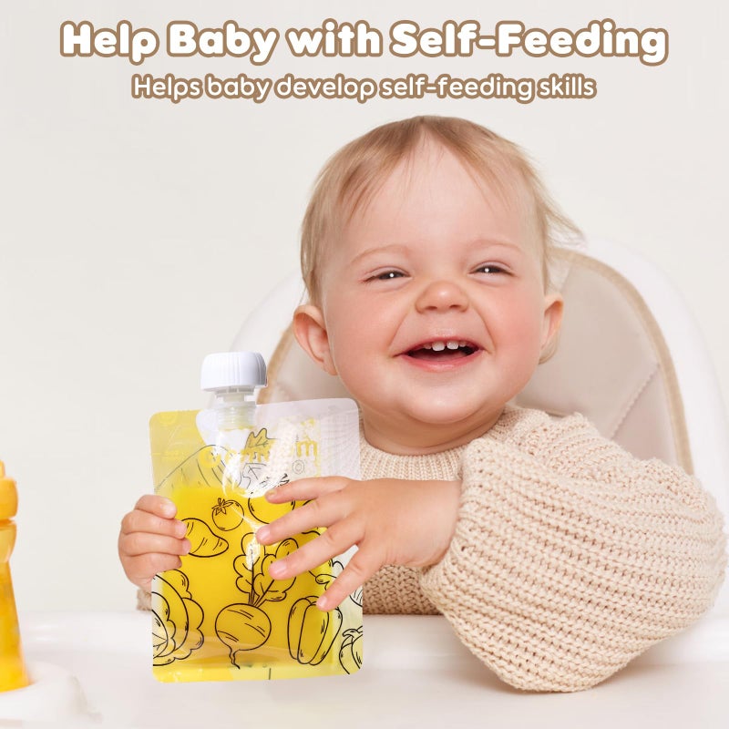 Gemdom 15 Pack Reusable Baby Food Pouches for Toddlers, Refillable Squeeze Pouch for Applesauce Yogurt Homemade Organic Puree Juice Snack for Baby Kids Students, Storage Containers, BPA Free, 5oz - Image 2