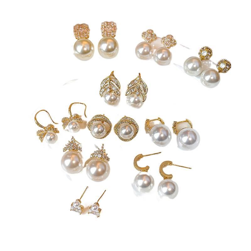 DGG Pearl Drop Earrings with Rhinestone Detail and 925 Sterling Silver and Drop Accent Lightweight Jewelry for Daily Wear and Dressy Styling - Image 2