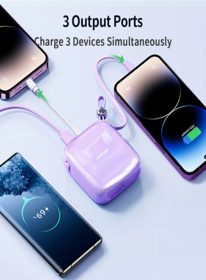 جي آر JR-L004 بنك الطاقة من سلسلة جيلي بقدرة 12 وات، كابل من النوع C مدمج باللون الأزرق الفاتح - Image 4