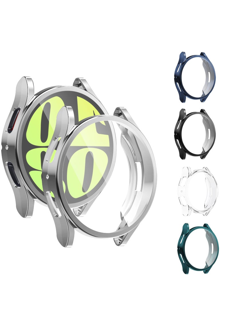 Excefore 5 Pcs Seltureone Compatible for Samsung Galaxy Watch 6 44mm Screen Protector Case, Soft TPU Protective Case for Galaxy Watch 6 44 mm, Clear Black Silver Midnight Blue Diaphanous Green - Image 1