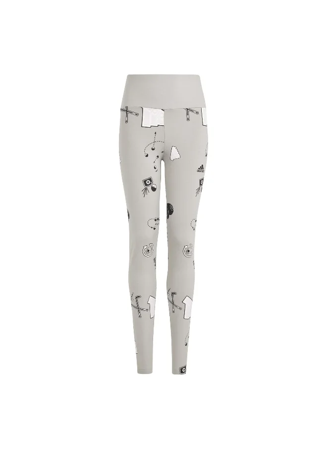 اديداس adidas Jg Bluv Leg Grey Training Tights 7-8Y