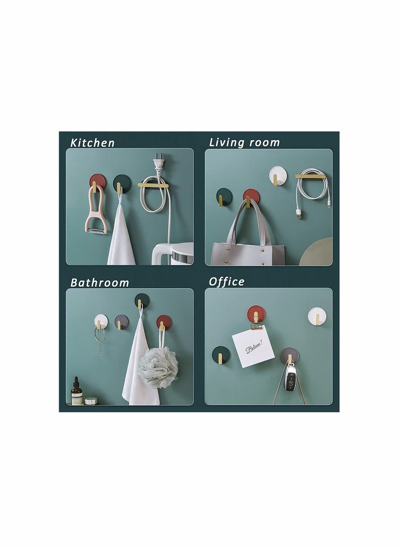SOLARAE Decorative Wall Door Self Adhesive Hanger Hooks Heavy Duty for Hanging Coats Clothes Hat Keys Purse Kitchen Towels Hook Waterproof Shower Room Sticky Hooks for Bathroom Organizer (12 PCS) - Image 2