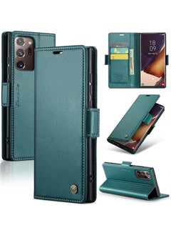 CaseMe Flip Wallet Case For Samsung Galaxy Note 20 Ultra [RFID Blocking] PU Leather Wallet Flip Folio Case with Card Holder Kickstand Shockproof Phone Cover (Green)  - Image 1