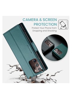 CaseMe Flip Wallet Case For Samsung Galaxy Note 20 Ultra [RFID Blocking] PU Leather Wallet Flip Folio Case with Card Holder Kickstand Shockproof Phone Cover (Green)  - Image 4
