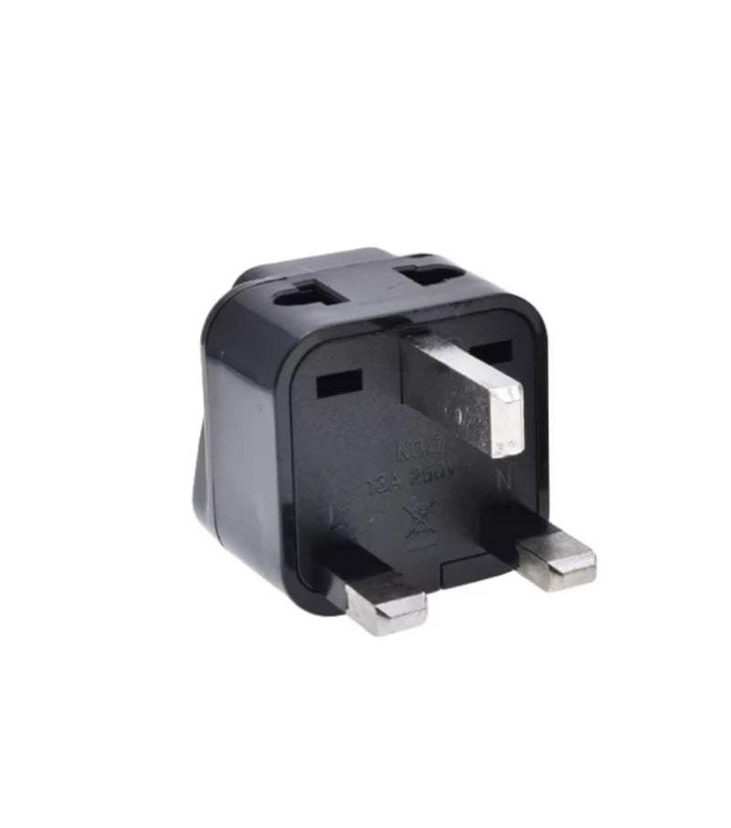 WOWSOME WOWSOME 13A TypeG UK Flat Pin Fused MultiPlug for India to UK UAE Singapore HongKong and More Conversion Plug Convert Black Pack of 1 - Image 1