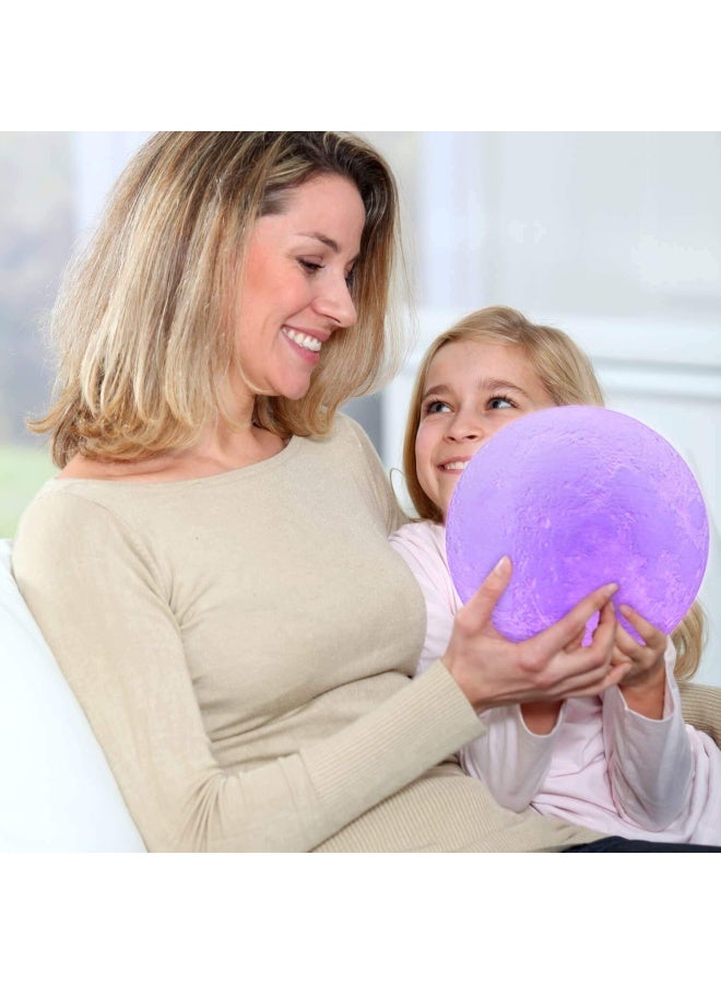 LOGROTATE مصباح القمر بتقنية الطباعة ثلاثية الأبعاد 16 لون LED مع قاعدة وإعداد الوقت 7 بوصة تحكم عن بعد تحكم باللمس مصابيح قمرية معلقة للهدايا للأطفال وعشاق الهدايا - Image 2