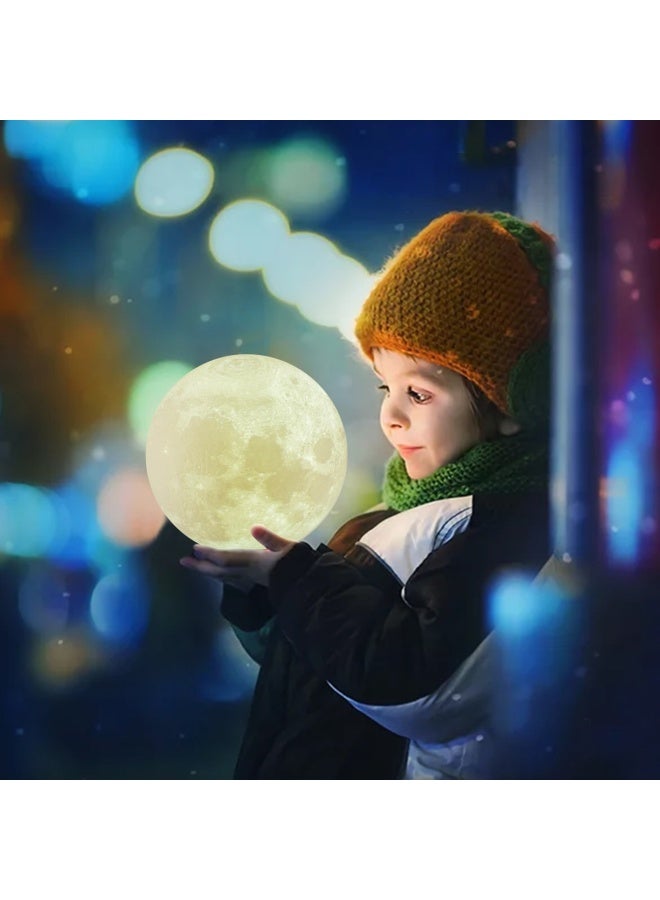 LOGROTATE مصباح القمر بتقنية الطباعة ثلاثية الأبعاد 16 لون LED مع قاعدة وإعداد الوقت 7 بوصة تحكم عن بعد تحكم باللمس مصابيح قمرية معلقة للهدايا للأطفال وعشاق الهدايا - Image 5