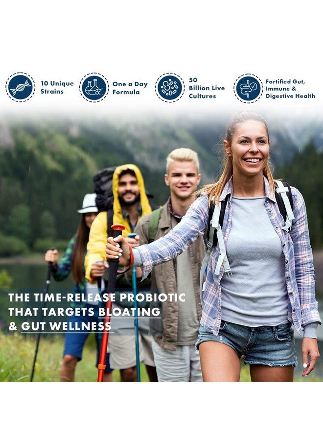 Prebiotics & Probiotics 50 Billion CFU for Women & Men - Time-Release Bifidobacterium Lactobacilli Probiotics for Digestive Health, Bloating Relief, USA-Made, Kosher Live Probiotics with Sunfibre FOS - Image 5