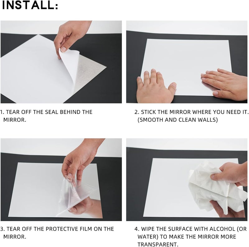 TPGP SETROVIC Pack of 4 Self-Adhesive Mirror Tiles - 20 x 20 cm (8 x 8 Inch) for Home Decor - Image 3