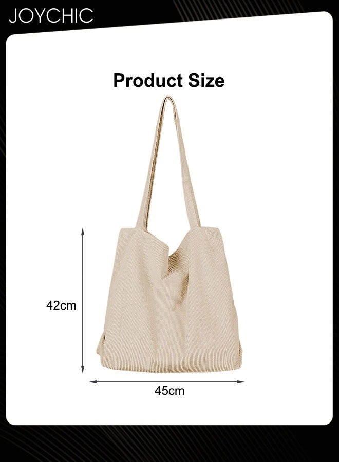 Joychic حقيبة تسوق كبيرة الحجم متعددة الاستخدامات على الطراز الكوري، حقيبة كتف نسائية بسيطة من قماش مخملي مغسول، أدبية، ريترو - Image 5