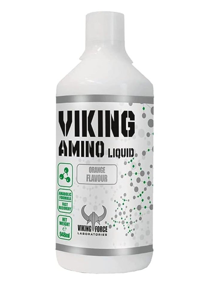 VIKING FORCE LABORATORIES Viking Amino Liquid- Orange Flavour Anabolic Formula, 948ml, 23 servings, Efficient and fast recovery - Image 1