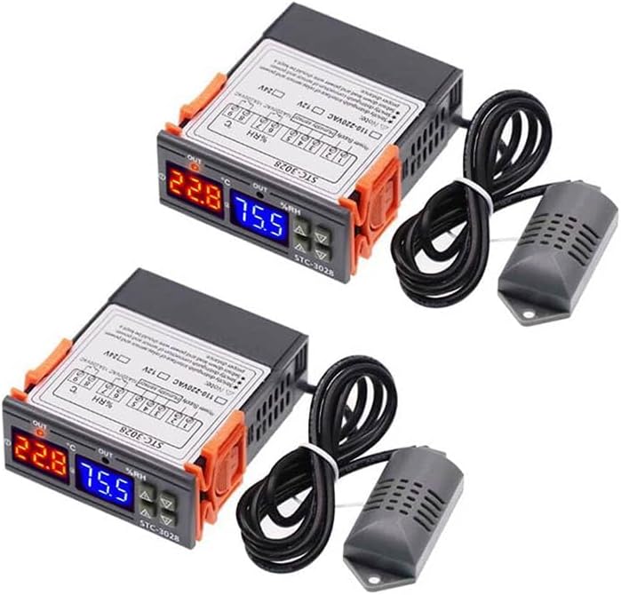 Senzooe 2 قطعة وحدة تحكم ذكية في درجة الحرارة والرطوبة مع شاشة رقمية STC-3028 (12V) - Image 1