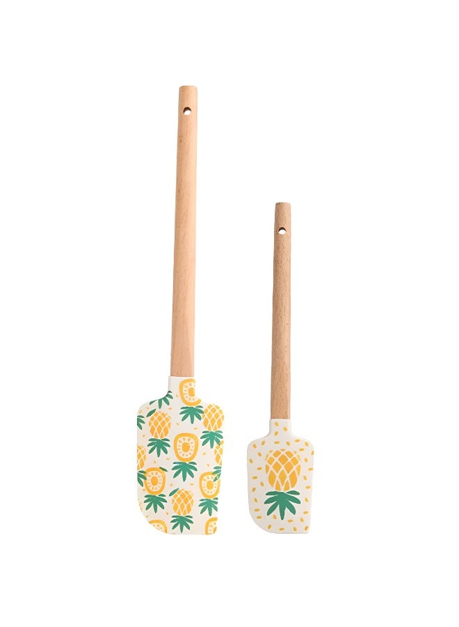 Cozy Nest Pineapple Silicone Spatula Set - 2-Piece Food-Grade, Heat-Resistant Baking Tools with Non-Slip Grip - Large & Small Kitchen Utensils for Mixing, Scraping, Single-Sided Design - Image 3