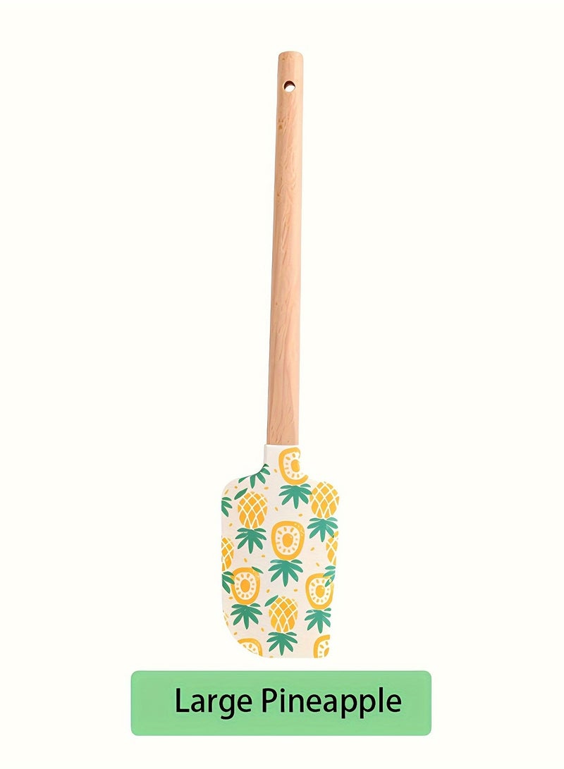 Cozy Nest Pineapple Silicone Spatula Set - 2-Piece Food-Grade, Heat-Resistant Baking Tools with Non-Slip Grip - Large & Small Kitchen Utensils for Mixing, Scraping, Single-Sided Design - Image 4