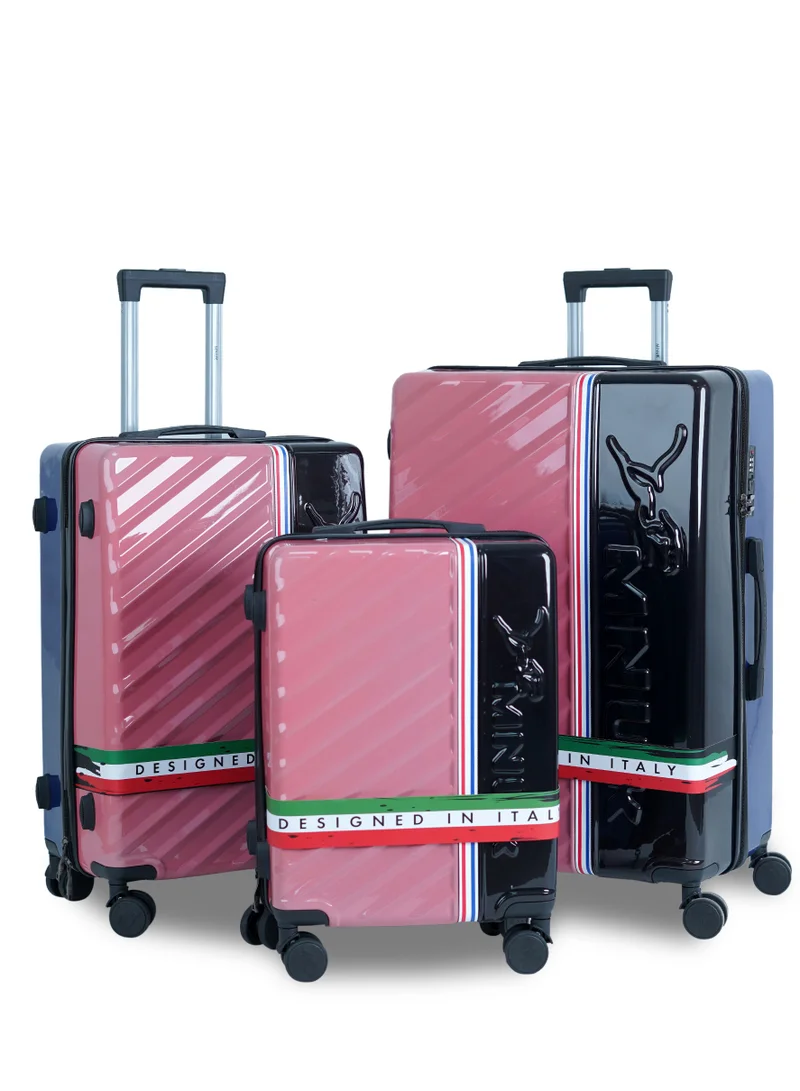 MNUK SWAGGER Set of 3 Luggage| Polycarbonate and ABS Hardside Trolley| Double 360Â° 4 Wheeler| Cabin-20 Inch, Medium-24 Inch, Large-28 Inch| PB-Multicolor