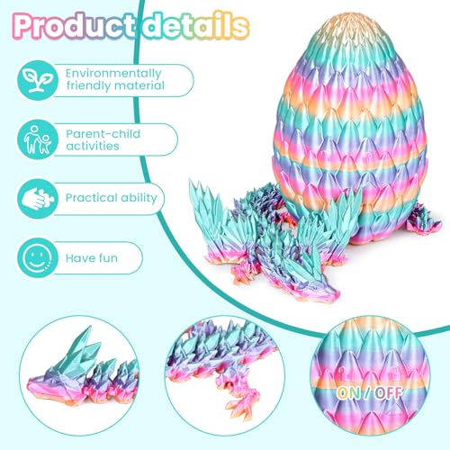 Olee Odee 3D Printed Dragon Eggs with Articulated Fly Dragon Inside Collectible Figurines Fidget Toy for Adults Kids Birthday Easter Christmas White Elephant Gifts for Friends ColleaguesRainbow M Size - Image 5