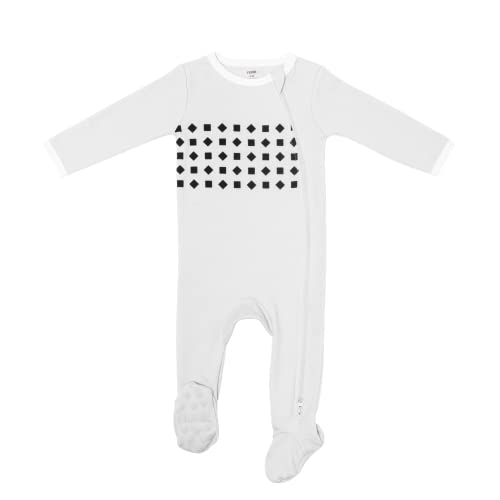 Nanit Breathing Wear Baby Pajamas – 100% Cotton, Double Zipper, Footed PJs with Mitten Cuffs - Works with Nanit Pro Baby Monitor to Track Breathing Motion Sensor-Free, Size 0-3 Months, Pebble Grey - Image 1