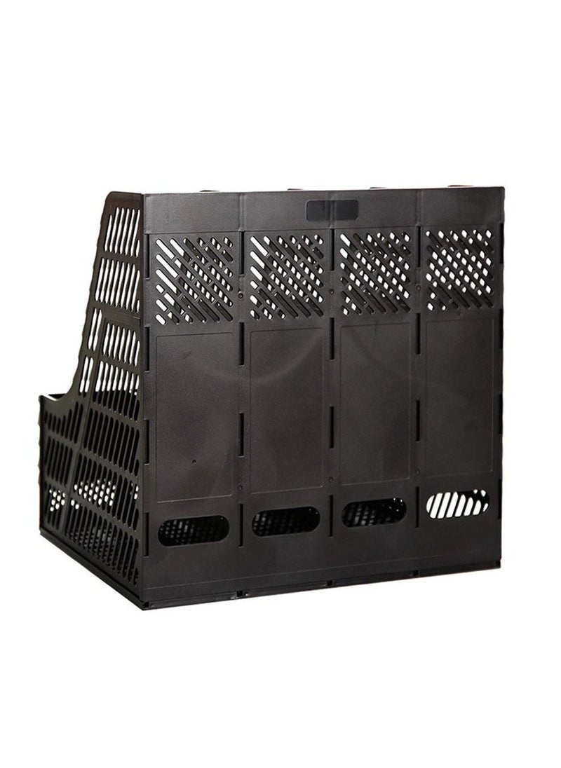 Sturdy Desktop 4 Section Magazine Plastic Holders Frames File Dividers Document Cabinet Rack Display and Storage Organiser Box Black