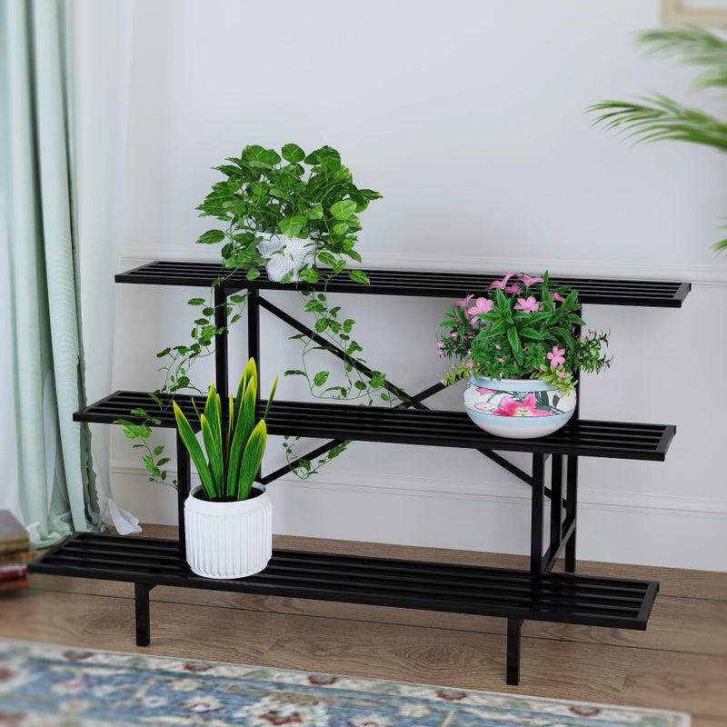 Zhongma 3 Tier Sturdy Metal Plant Stand, L45.67 x W26 x H23.6 inch, Heavy Duty Plant Holder for Home Indoor and Outdoor, 660 LBS Capacity & Heavy Duty Construction - Image 4