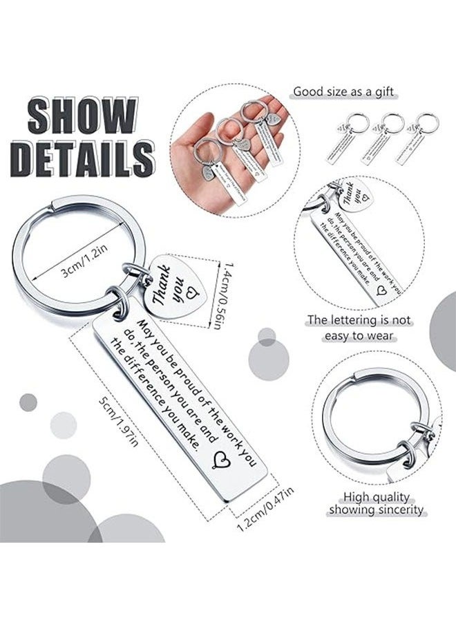 6-Piece Thank You Gifts Keychain, Stainless Steel Keyrings for Thank You Coworker Teacher Doctor Gifts - Image 3